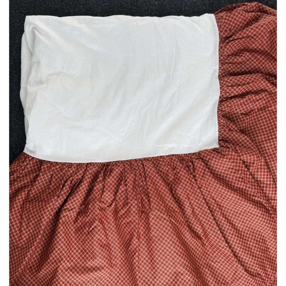 Chaps Ralph Lauren Home Elizabeth Queen Bed Skirt Red Tan Check Plaid Cotton 15